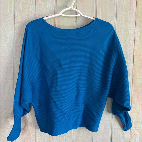 Pink Rose Women's Vibrant Blue Crew Neck Sweater - Picture 2 of 3